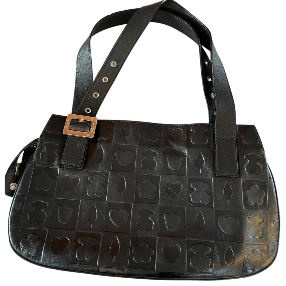 Tous Black Embossed Shoulder Bag